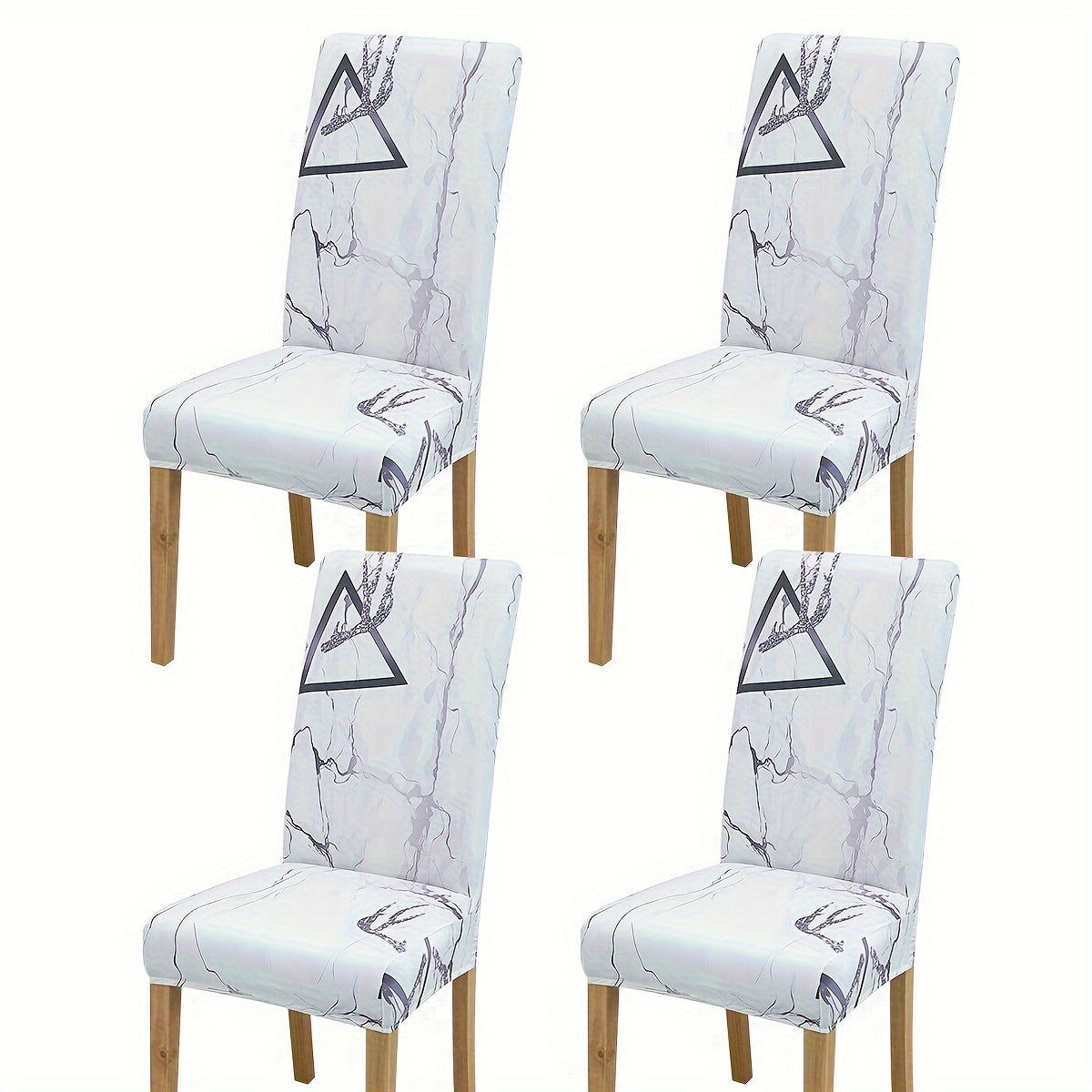 4-6 Milk Chair Slipcovers Marble Texture Elastic Dining Kitchen Home Decor