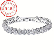 Unisex Sterling Silver Tennis Bracelet with Synthetic Moissanite Stones