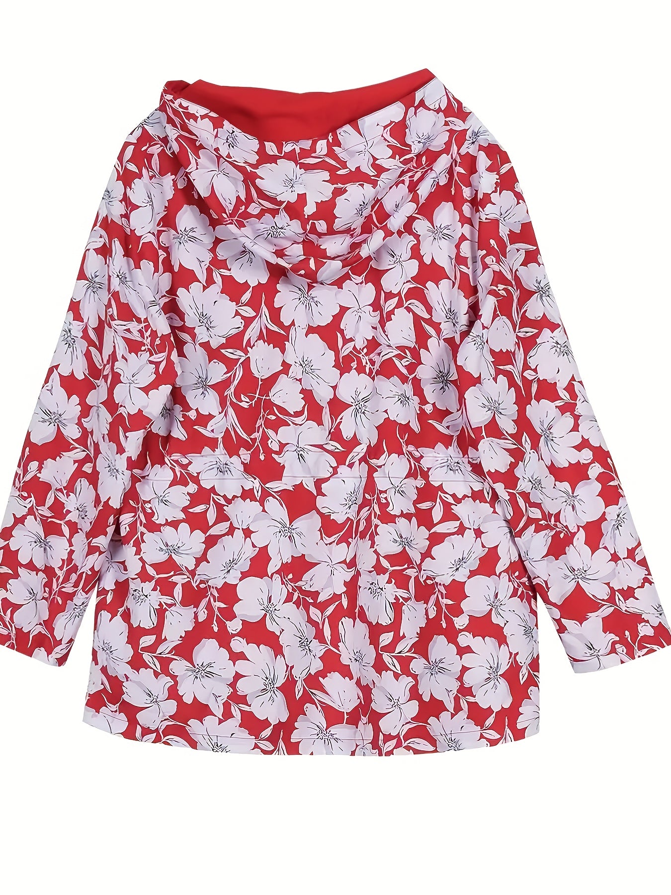 Women's Reversible Hooded Jacket Windproof Machine Washable Plant Print Fall Winter