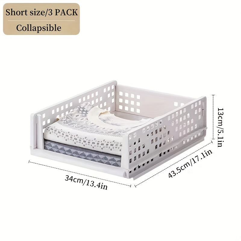 3-to'plamlik buklanuvchi plastmassa saqlash qutilari shkaf va yotoq xonasi uchun tashkil etish