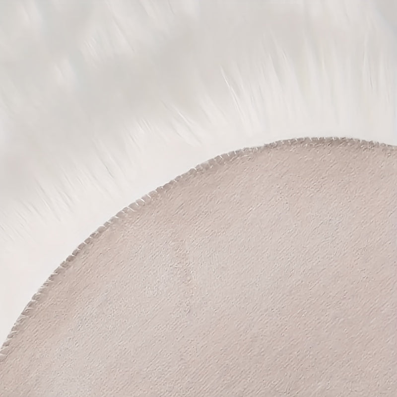 Alfombra de área de felpa sintética y cojín de silla, resistente a las manchas, punto de felpa, decoración acogedora para sala de estar