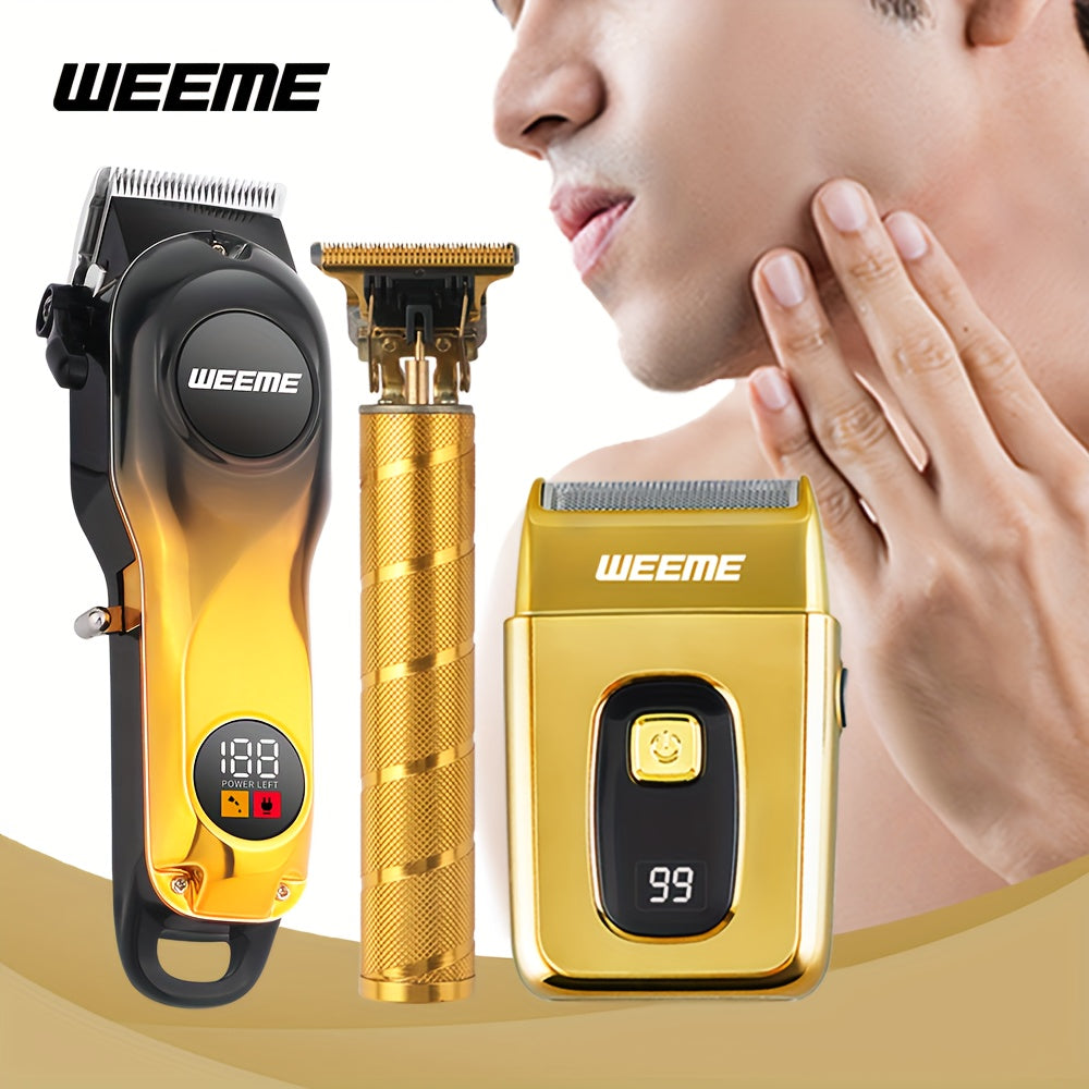 3 шт. Мужской набор для ухода Перезаряжаемый электробритва триммер для бороды Детализатор USB-зарядка 2900мАч