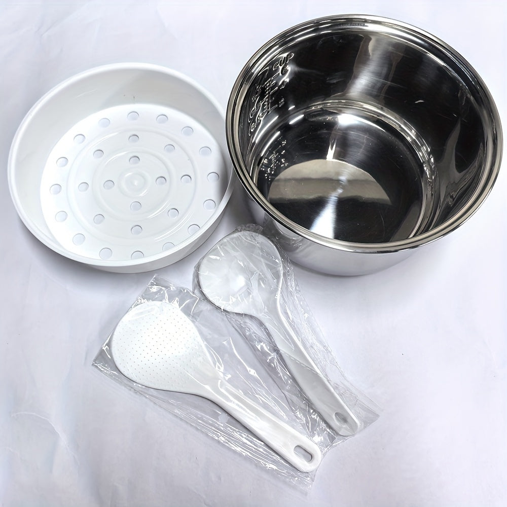 304 Stainless Steel Rice Cooker Pot Set with Non-Stick Inner Liner and Steamer Basket