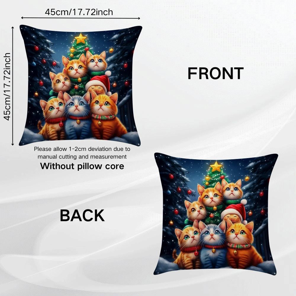 Christmas Cat Throw Pillow Cover 45cm Decorative Cushion for Women Daughters Moms