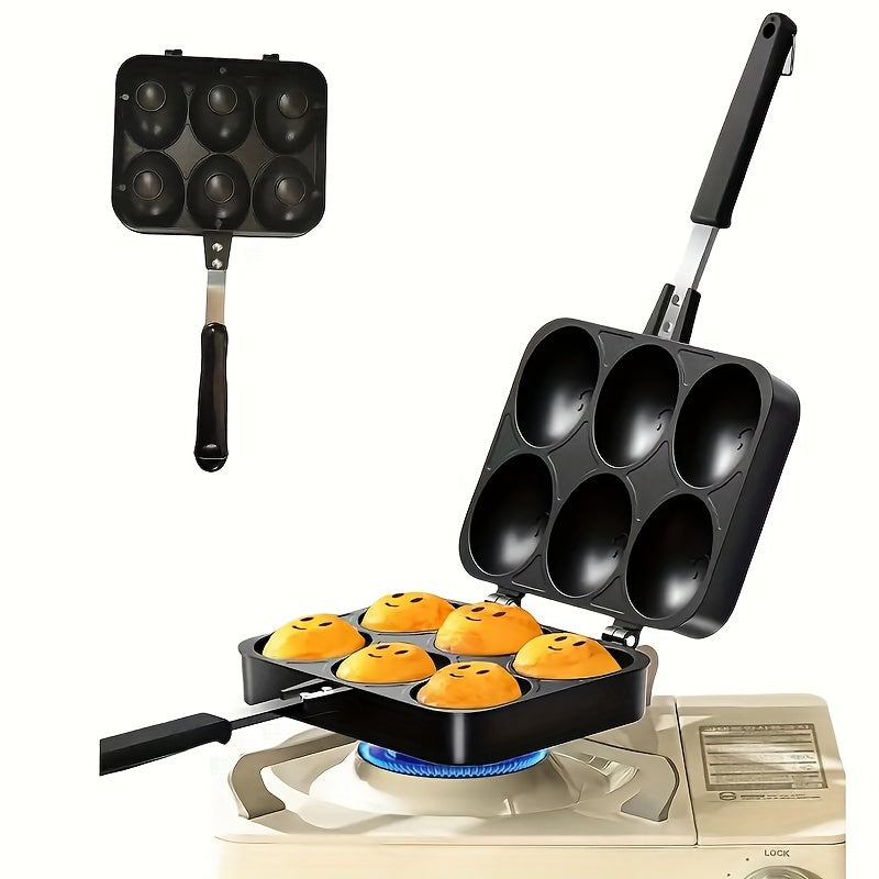 Horno para gofres de huevo de doble cara con superficie antiadherente para cocinar en casa y al aire libre