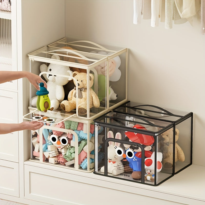 Large Capacity Toy Storage Basket with Lid PVC Organizer for Living Rooms Bedrooms Playrooms