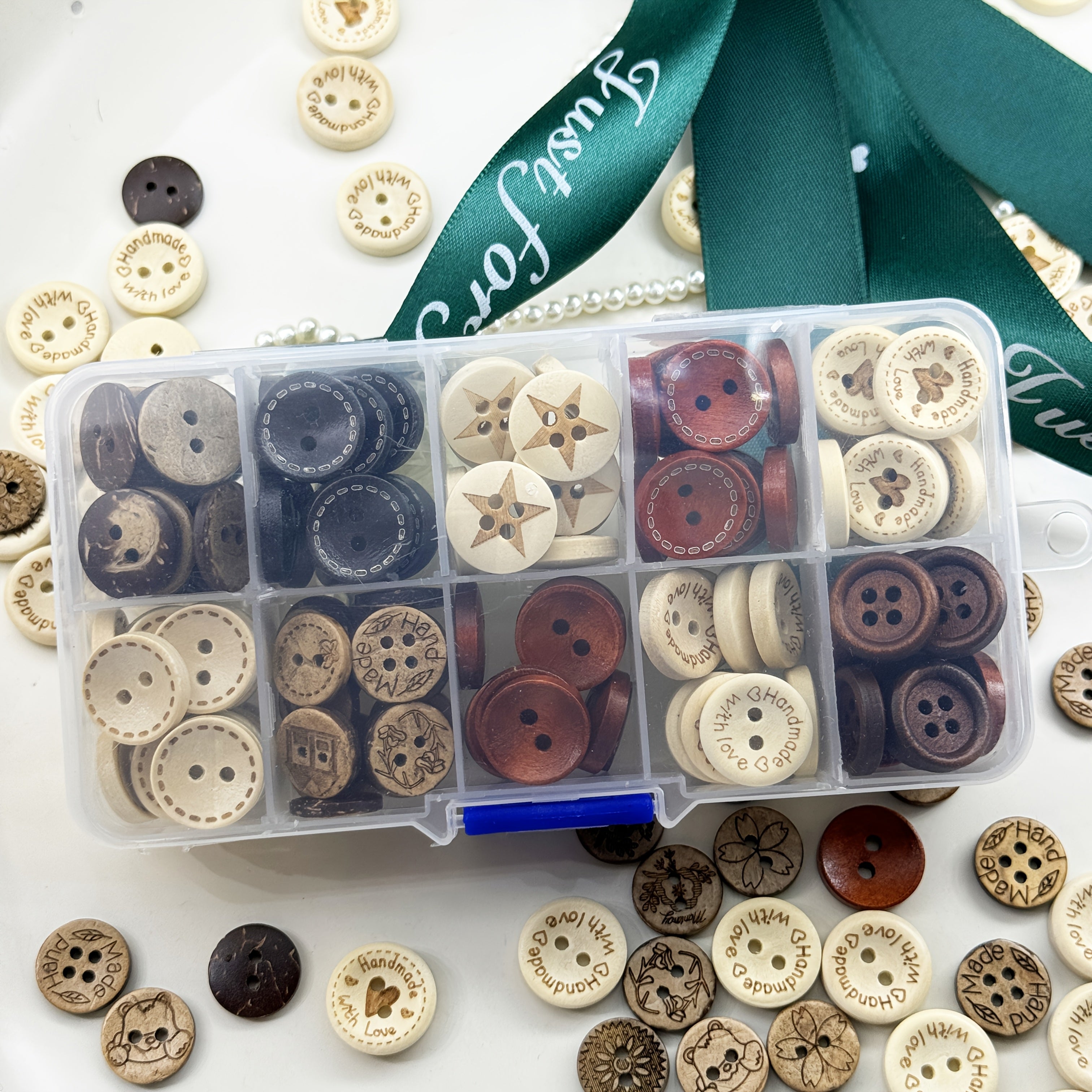 Set of 136 Decorative Buttons for DIY Crafts and Sewing Projects