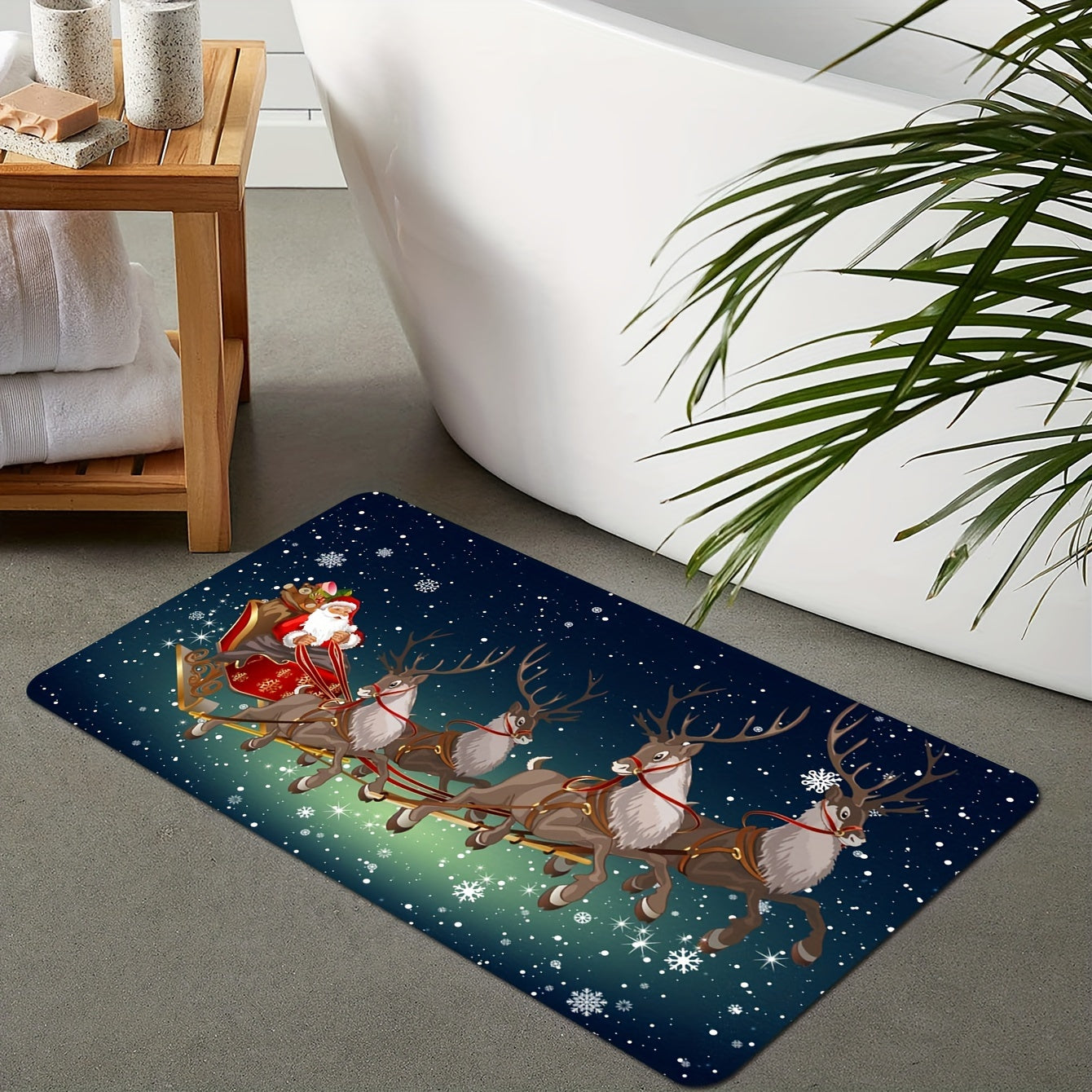 Alfombra de Navidad antideslizante para área, puerta del baño, cocina, resistente a las manchas