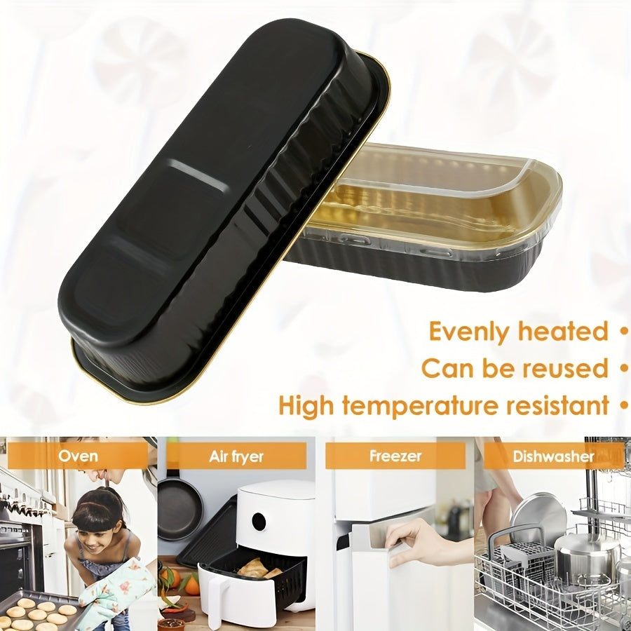 150 piezas de moldes para mini pasteles con tapas y cucharas, moldes para hornear en aluminio antiadherente con tapa y cuchara