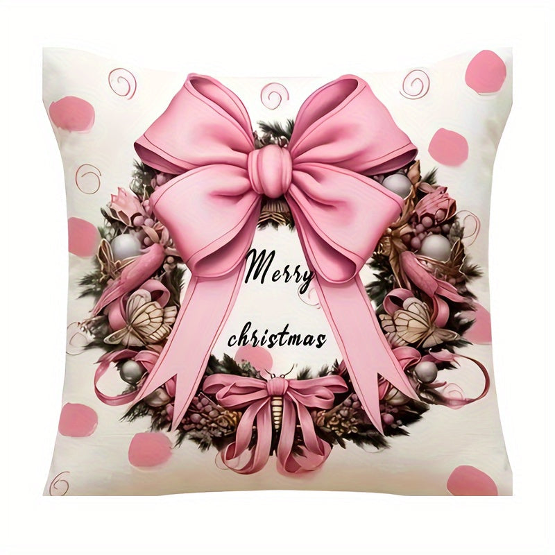 Double-Sided Throw Pillow Cover Mid-Century Chic Polyester Zipper Christmas Decor