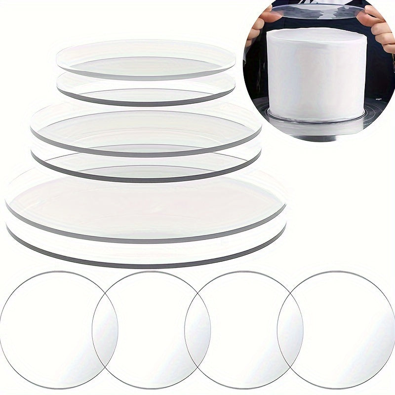 Acrylic Cake Boards Set of 3 Round Discs for Baking and Decorating