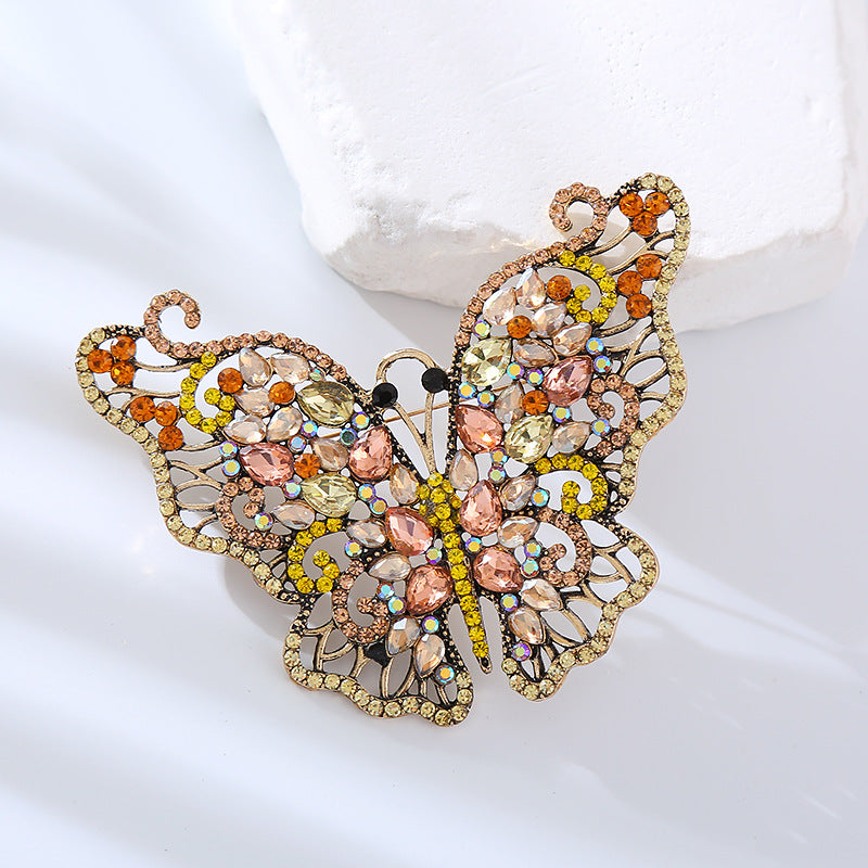 Crystal Butterfly Brooch Pin Rhinestone Lapel Badge for Women Men Jewelry Accessories