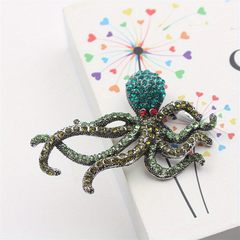 Брошь-осьминог с rhinestones, океанские украшения для женщин и мужчин