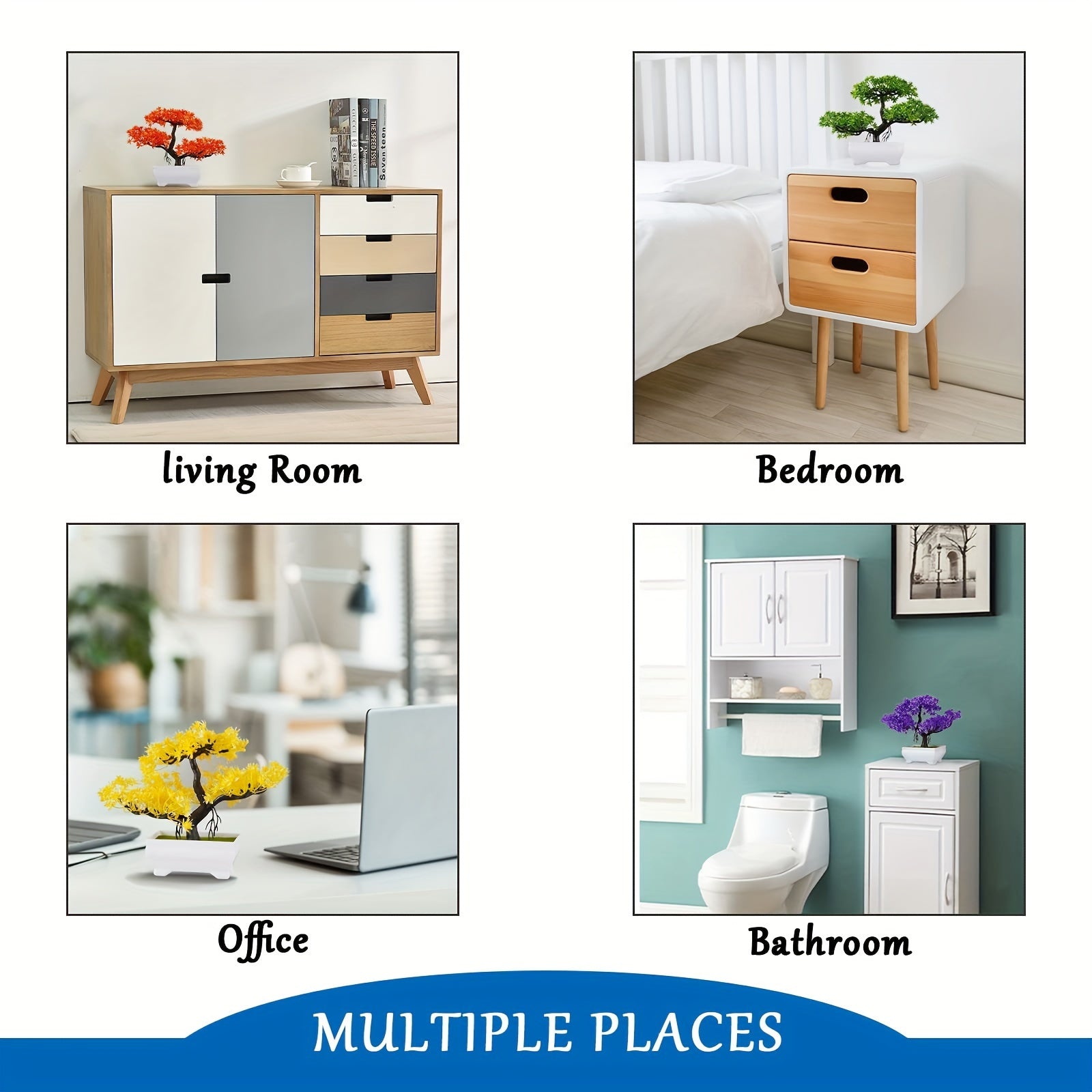 Mini árbol de pino artificial en maceta blanca para decoración de hogar y oficina