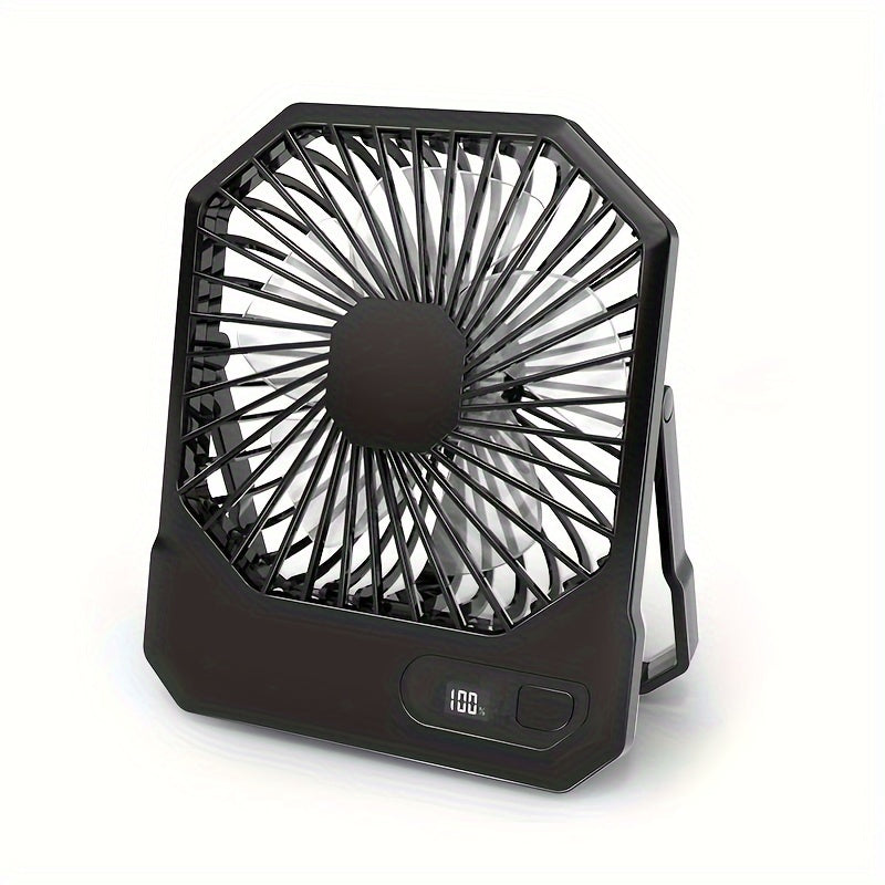 Portable USB Desktop Fan 6-Inch 3-Speed with Digital Display and Rechargeable Battery