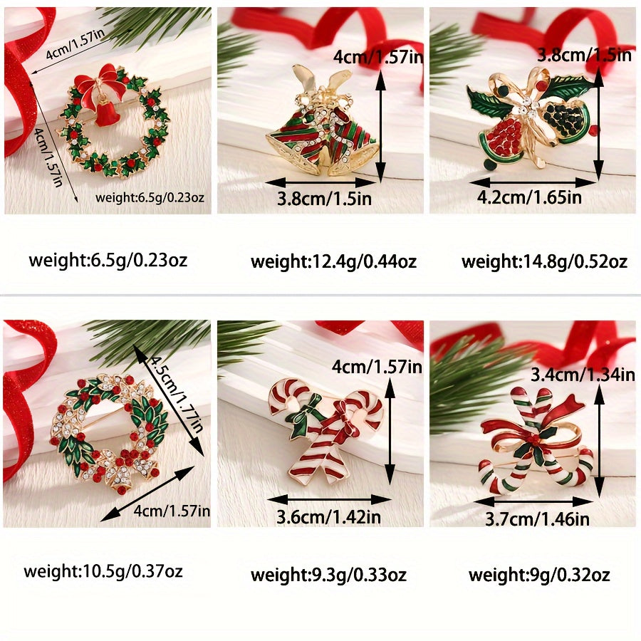 Holiday Bell Wreath Brooch Christmas Decorative Pin for Clothing Stylish Accessory