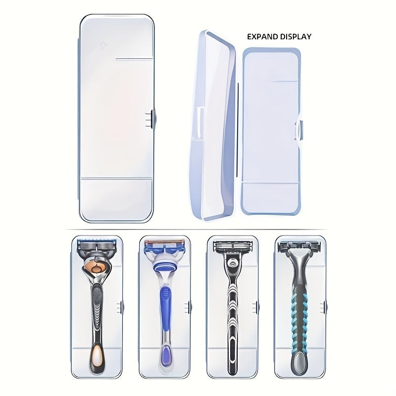 Travel Razor Storage Case Plastic Travel Razor Holder Blue White