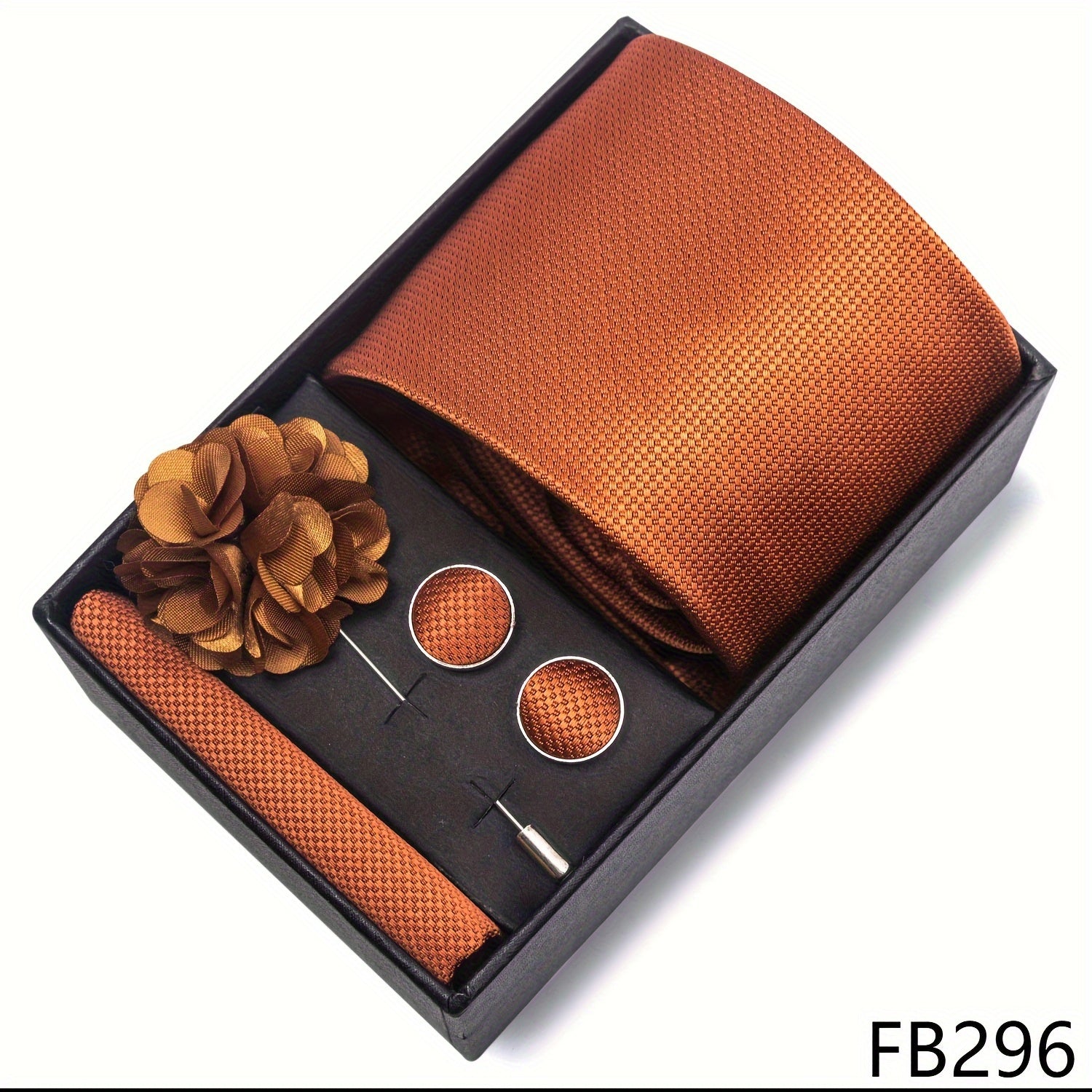 Men's Fashion Tie Set with Striped and Paisley Neckties, Pocket Square, Cufflinks, Lapel Pin in Gift Box for Business and Weddings