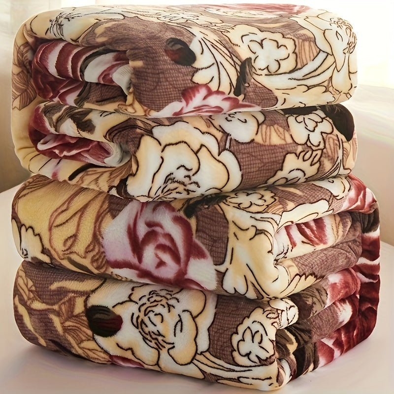Floral Pattern Comforter Made of Knit Polyester for All Seasons Bedding and Travel