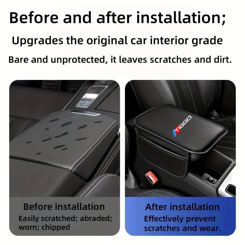 Universal Car Armrest Pad With Side Storage Bag Console Protector
