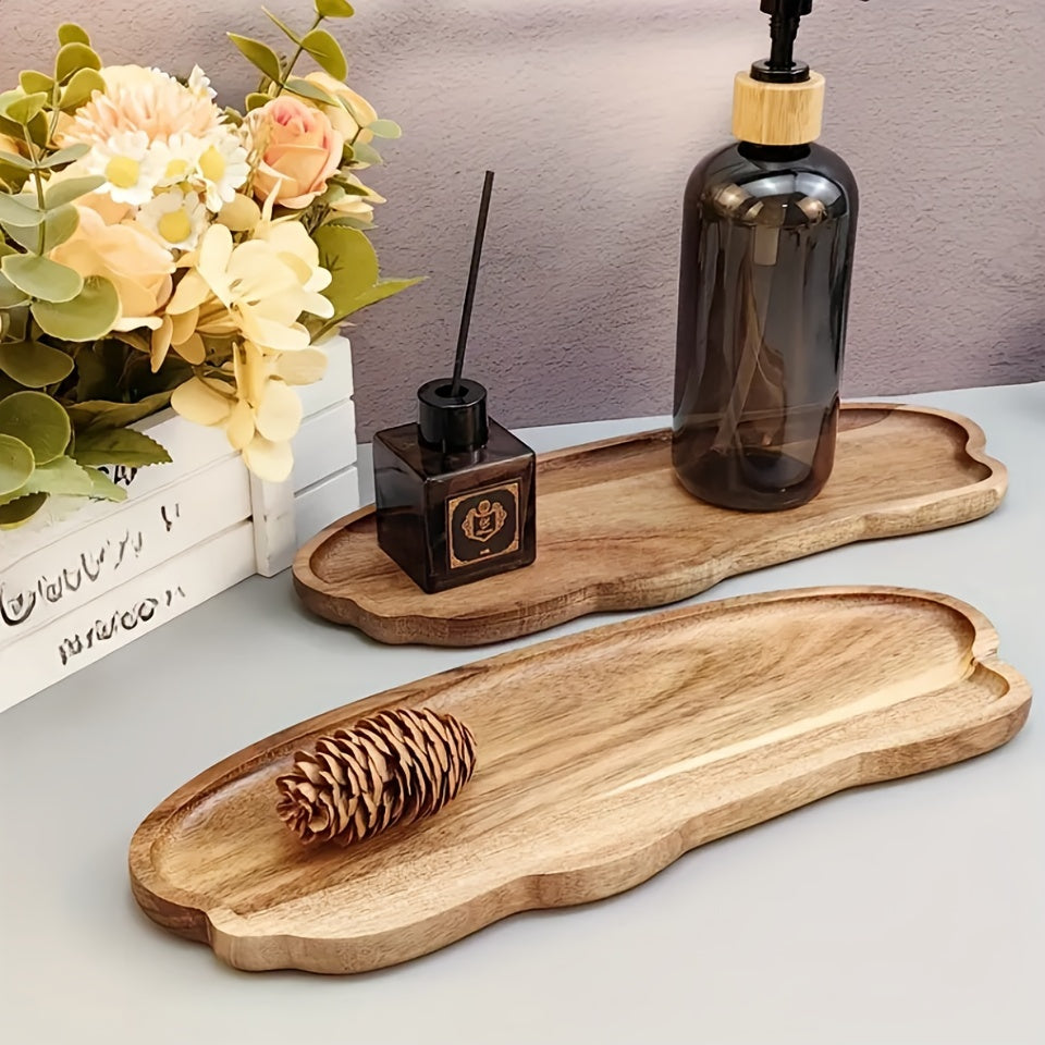 Acacia Wood Serving Tray 29x10.6cm for Home Decor and Food Presentation