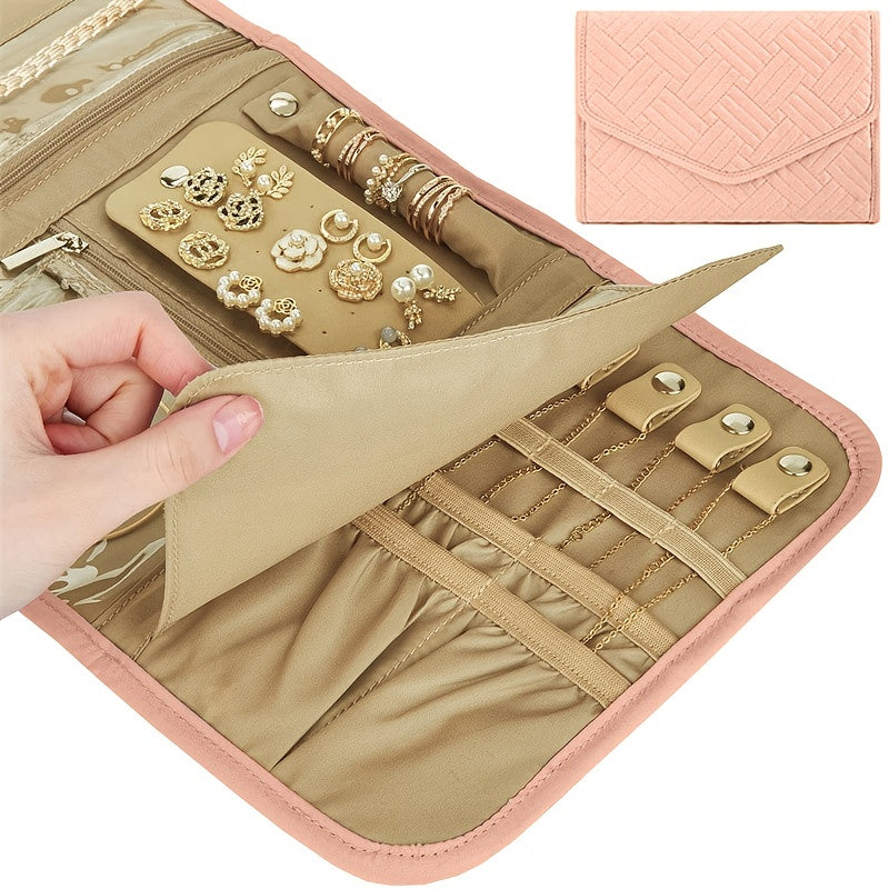 Zargarlik va makiyaj uchun ko'p bo'limli, suv o'tkazmaydigan zamonaviy tashkilotchisi, sayohat va uyda saqlash uchun ideal. Pushti, qora va cyan ranglarda mavjud. Mustahkam polyester materialidan tayyorlangan.