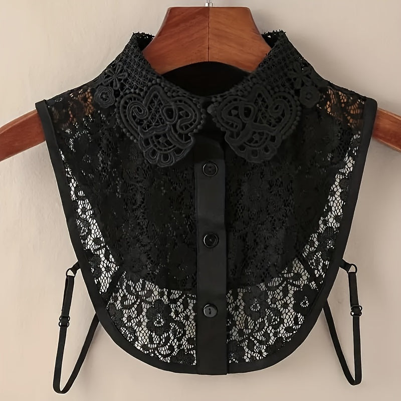 Women's Lace Half-Shirt Collar Adjustable Breathable Hollow Design