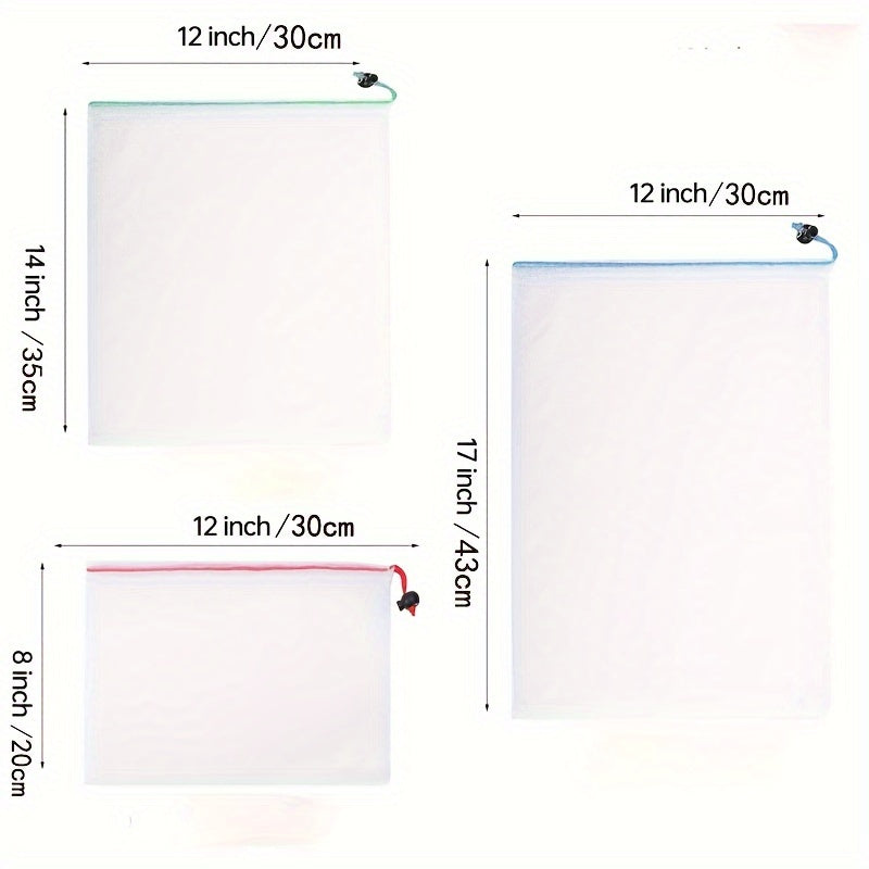 Juego de 10 bolsas de malla reutilizables para frutas y verduras lavables y transparentes