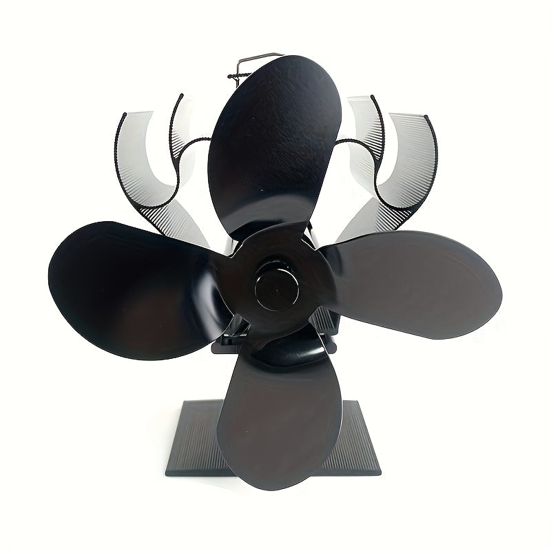 Self-Starting Flame-Inspired 4-Blade Fireplace Fan for Wood and Pellet Stoves