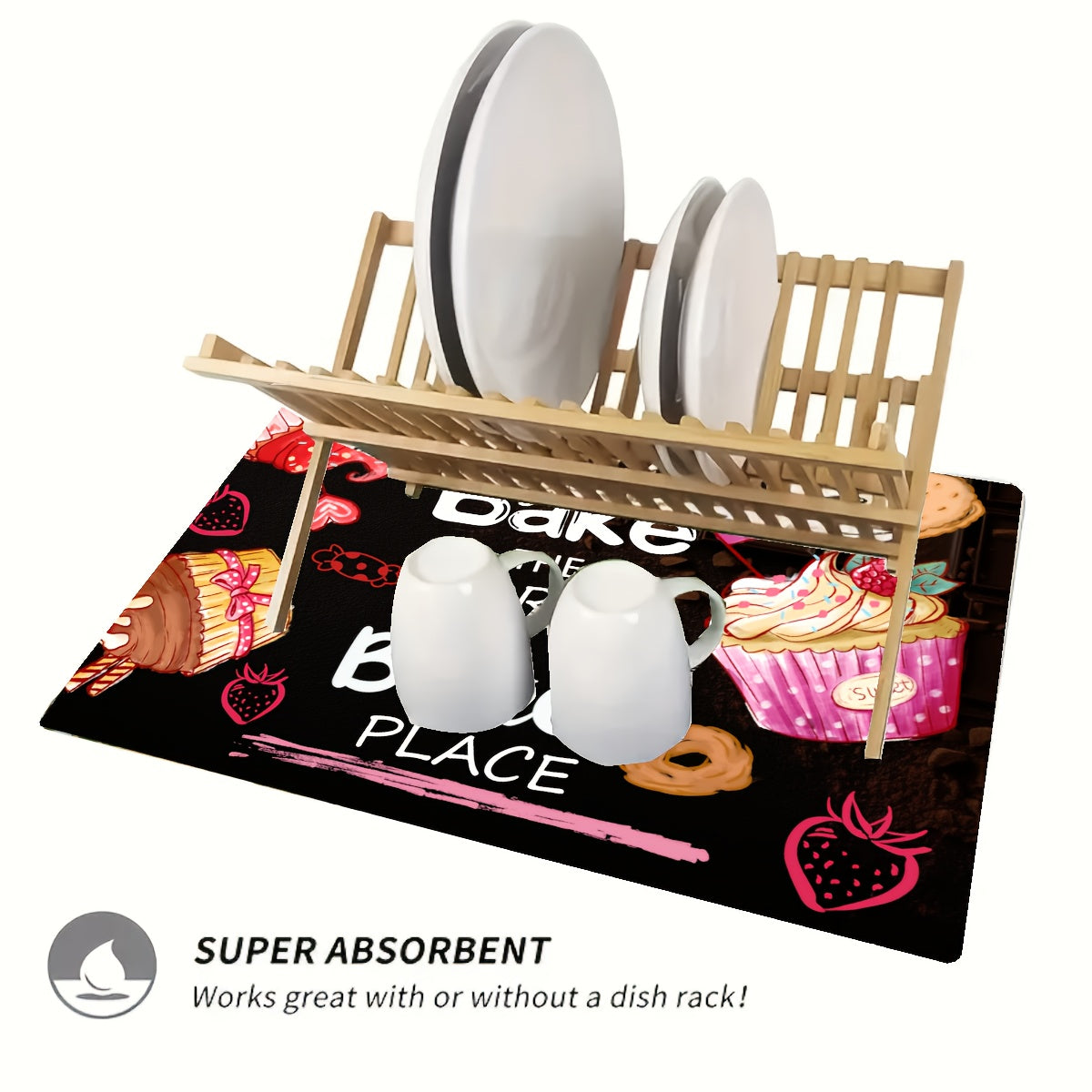 Countertop Protector Sink Draining Mat Non-Slip Diatom Mud Rubber 28.5x20.5 Inches