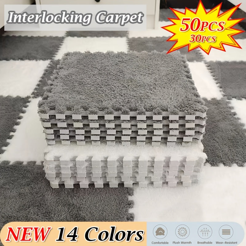 Set of 30/50 Interlocking Foam Floor Mats Square Carpet Area Rug Anti-Slip Seat Pads