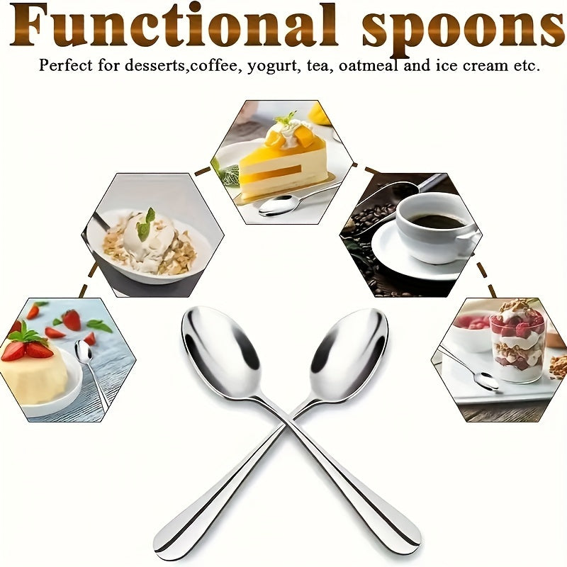 Stainless Steel Spoons 12.5cm Set for Coffee Dessert Salad Mirror Polished
