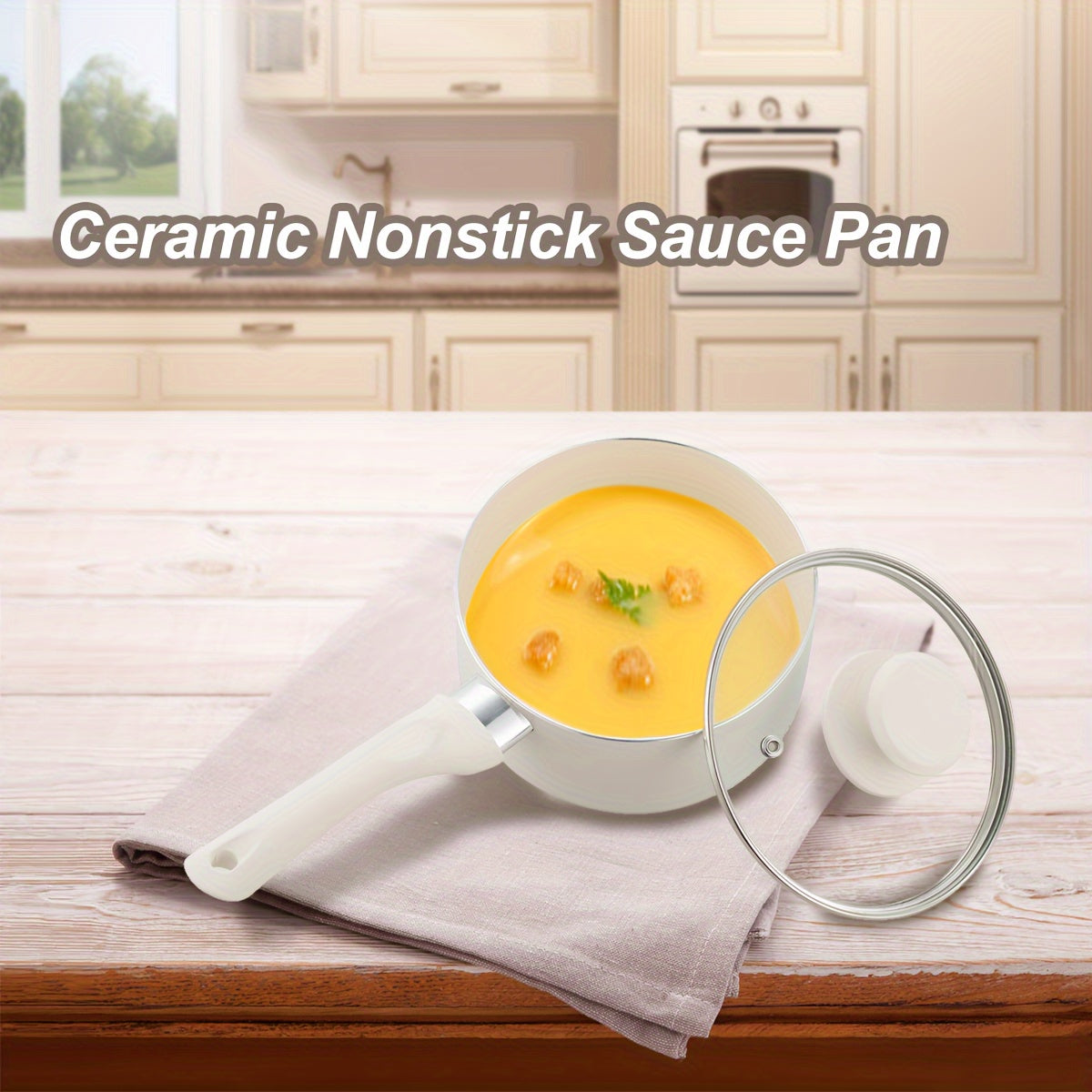 Ceramic Cookware Set with Lids 1.5 and 3 Quarts Induction Safe PFOA Free