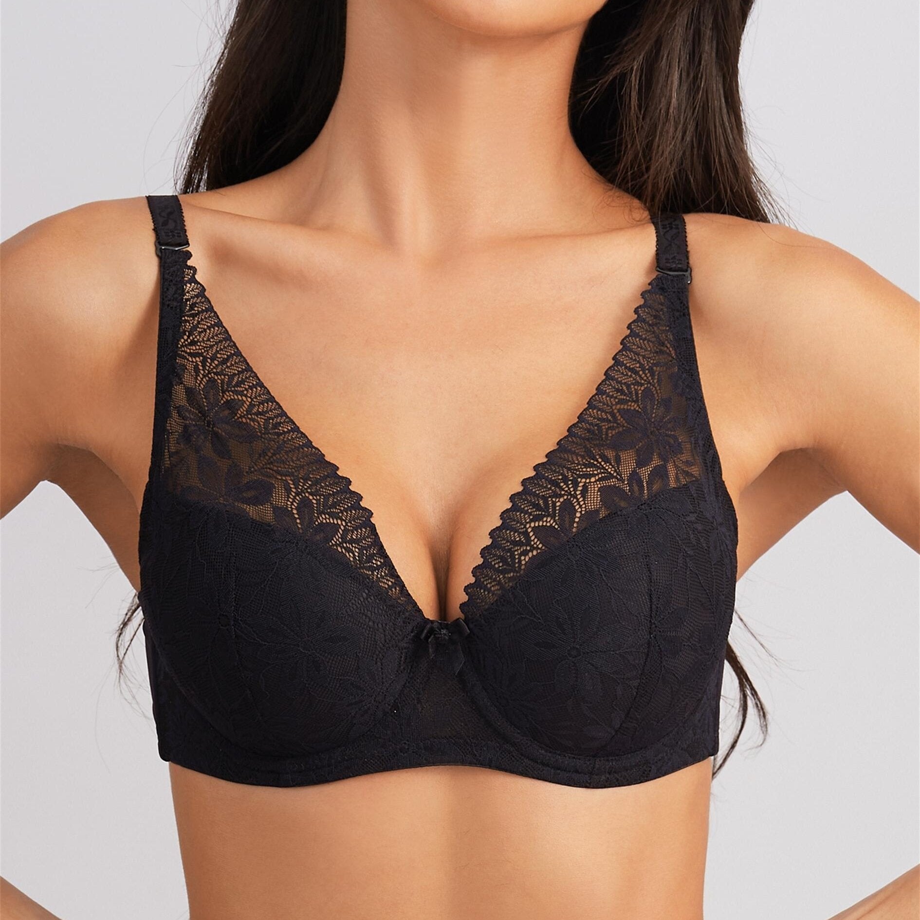 Lingerie Lace Bra with Adjustable Straps Underwire Support for Comfort