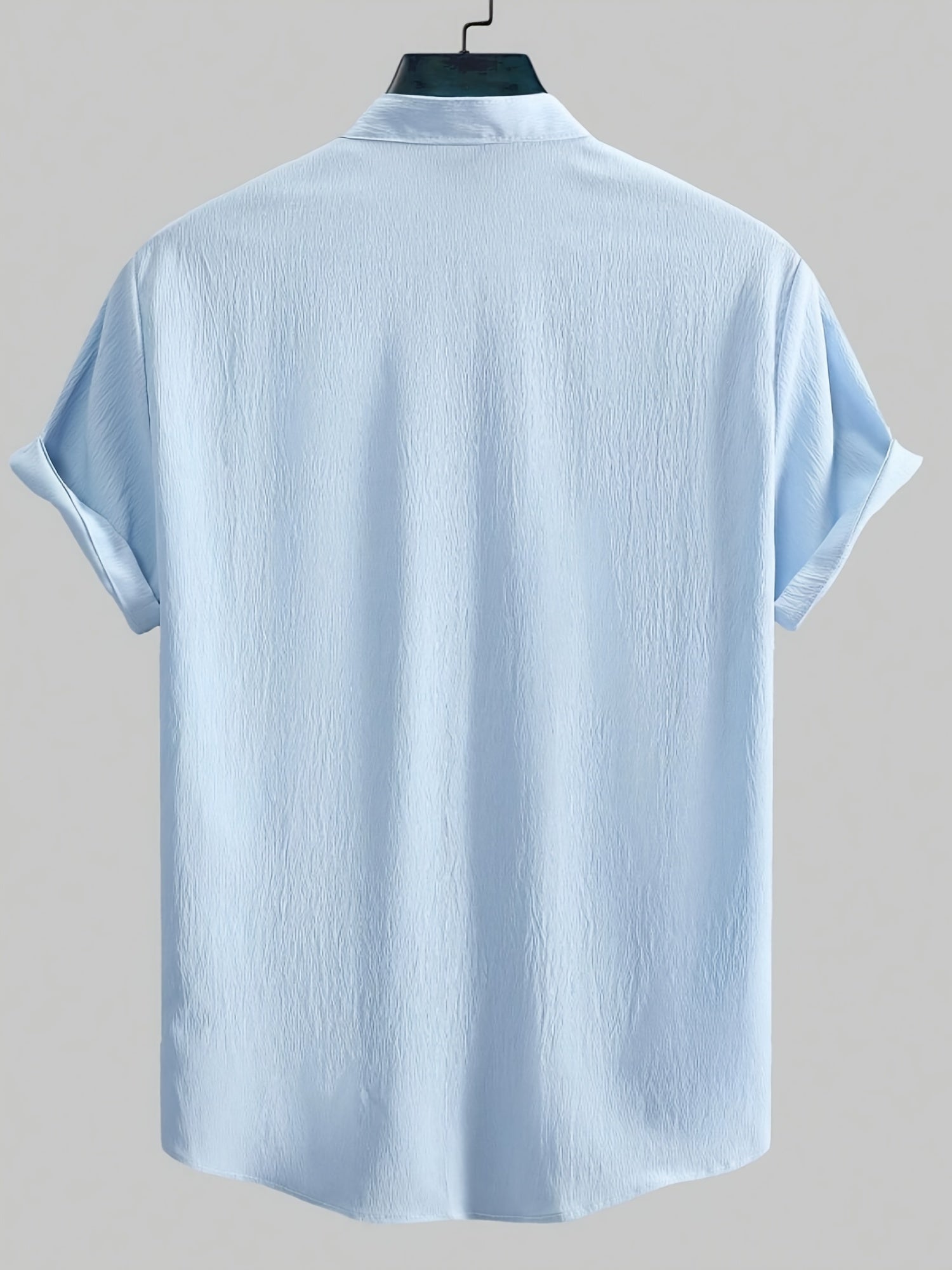 Erkaklar uchun engil ko'k tasodifiy qisqa yengli turli ko'ylak - yozgi zaruriyat, polyester aralashmasi, mashinada yuvish mumkin, KATTA O'LCHAM