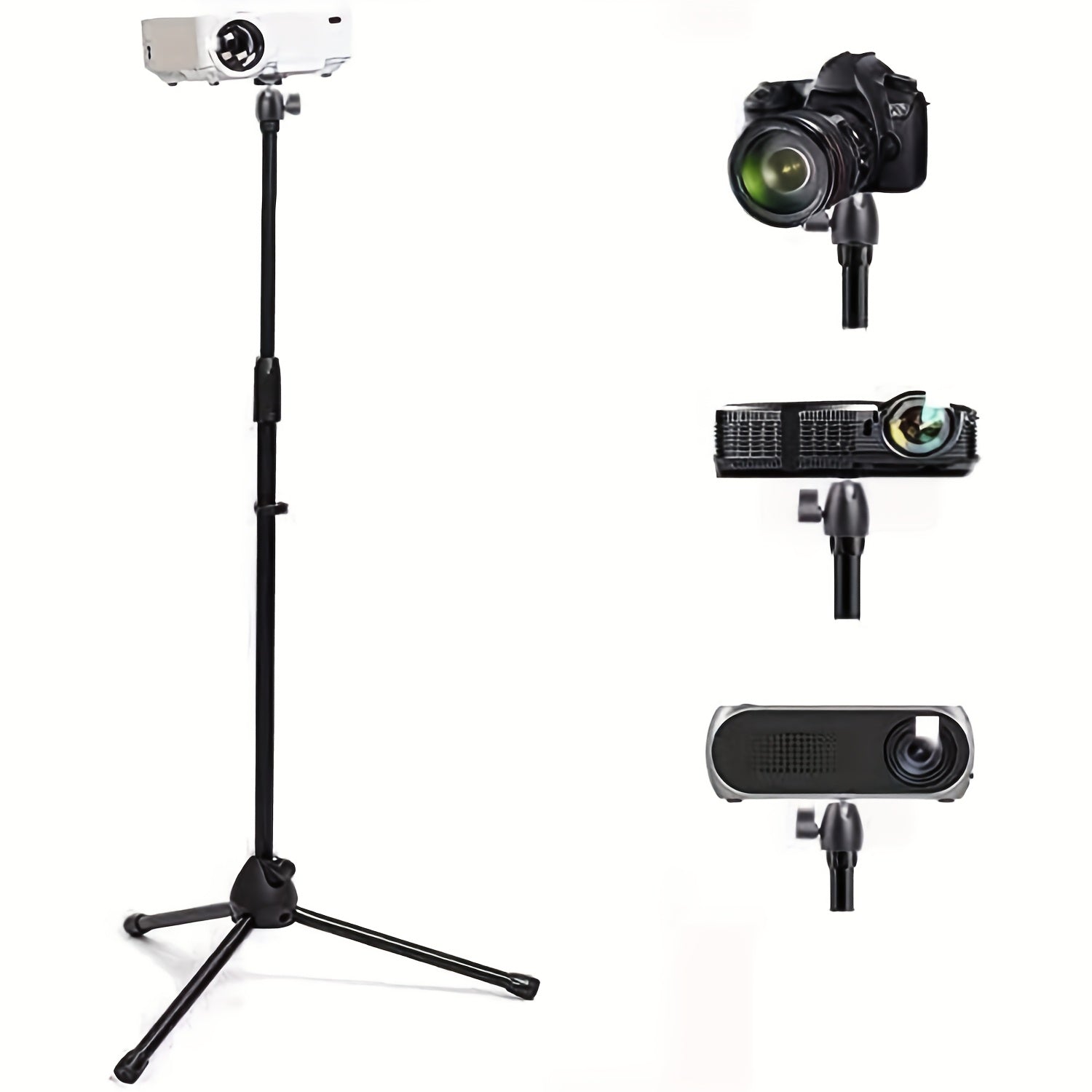 Mini Projector Tripod Stand with Adjustable Floor Height and 360° Rotating Ball Head