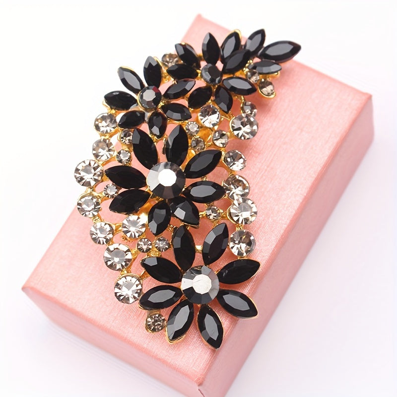 Vintage Style Rhinestone Brooch Pin with Irregular Feather and Marquise Design