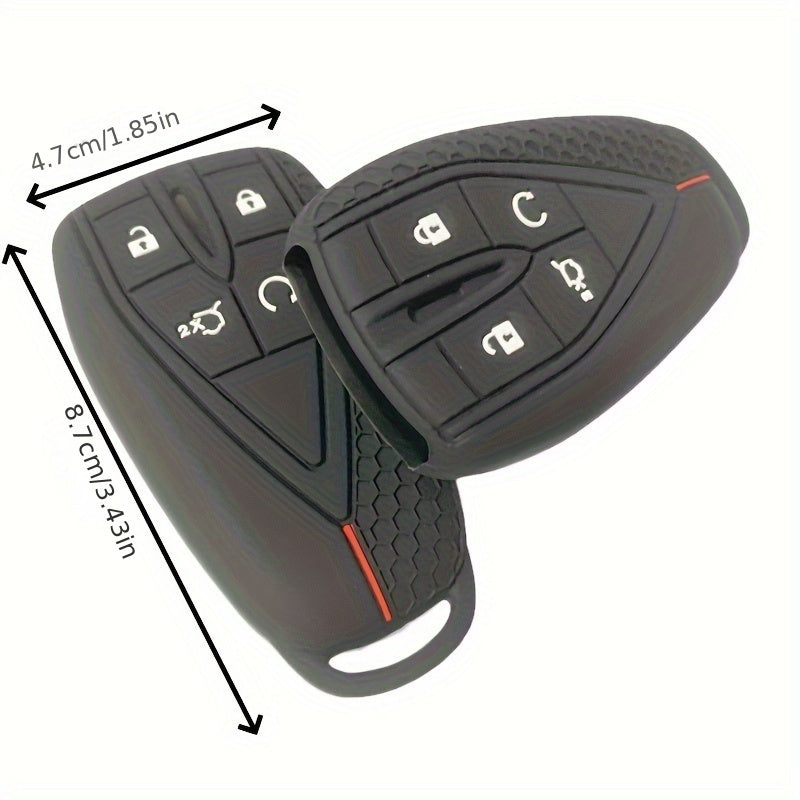 Silicone Key Cover for Car Remote Black with Blue and Red Accents