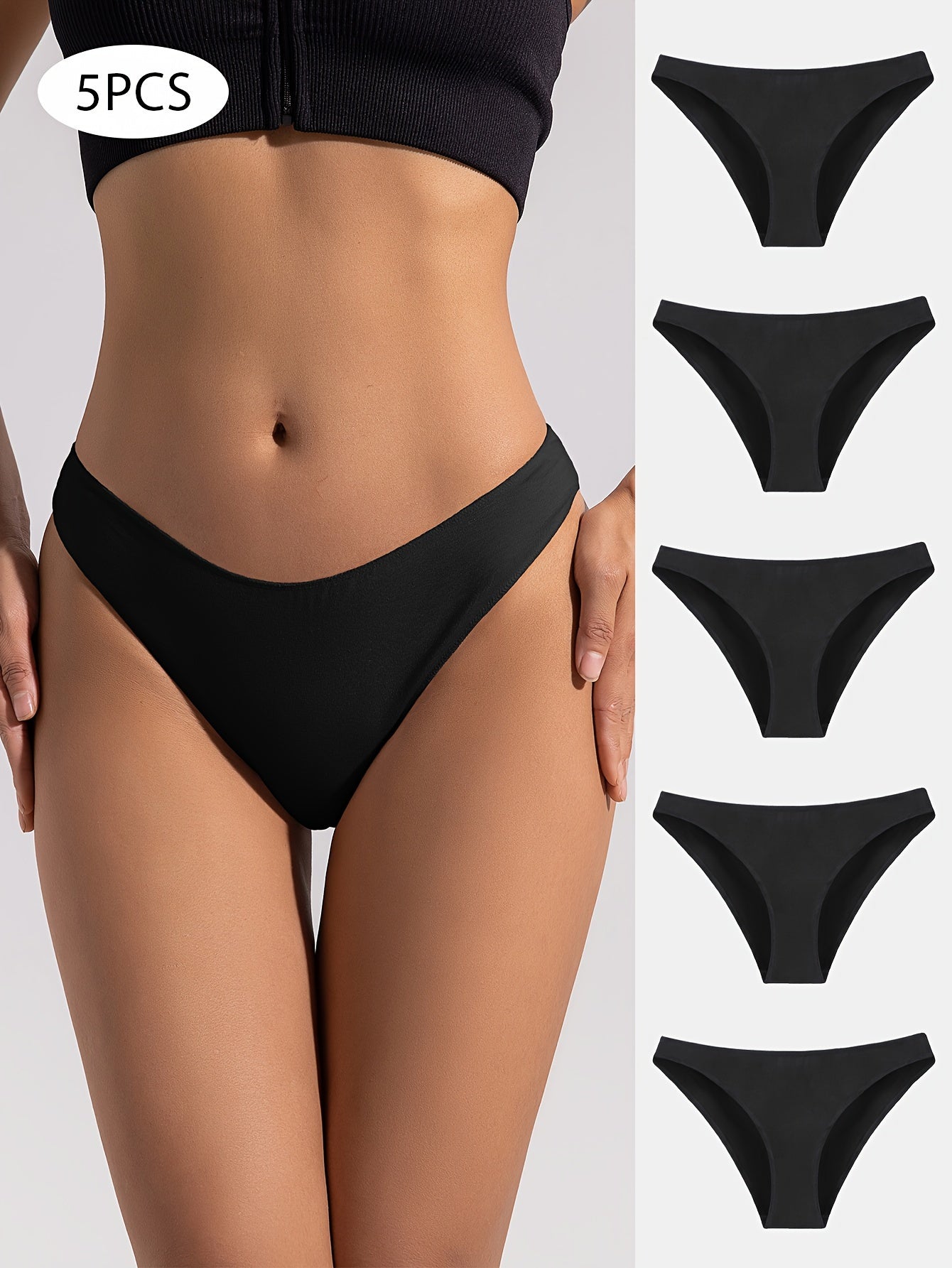 Pack of 5 Women's Low-Rise Solid Color Triangle Panties