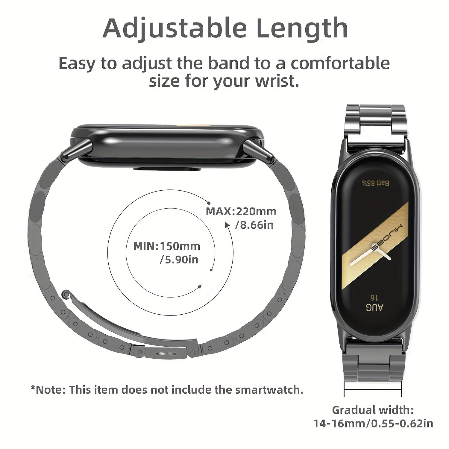 Stainless Steel Replacement Band for Mi Band 3-9 Dual-Tone Adjustable Fit