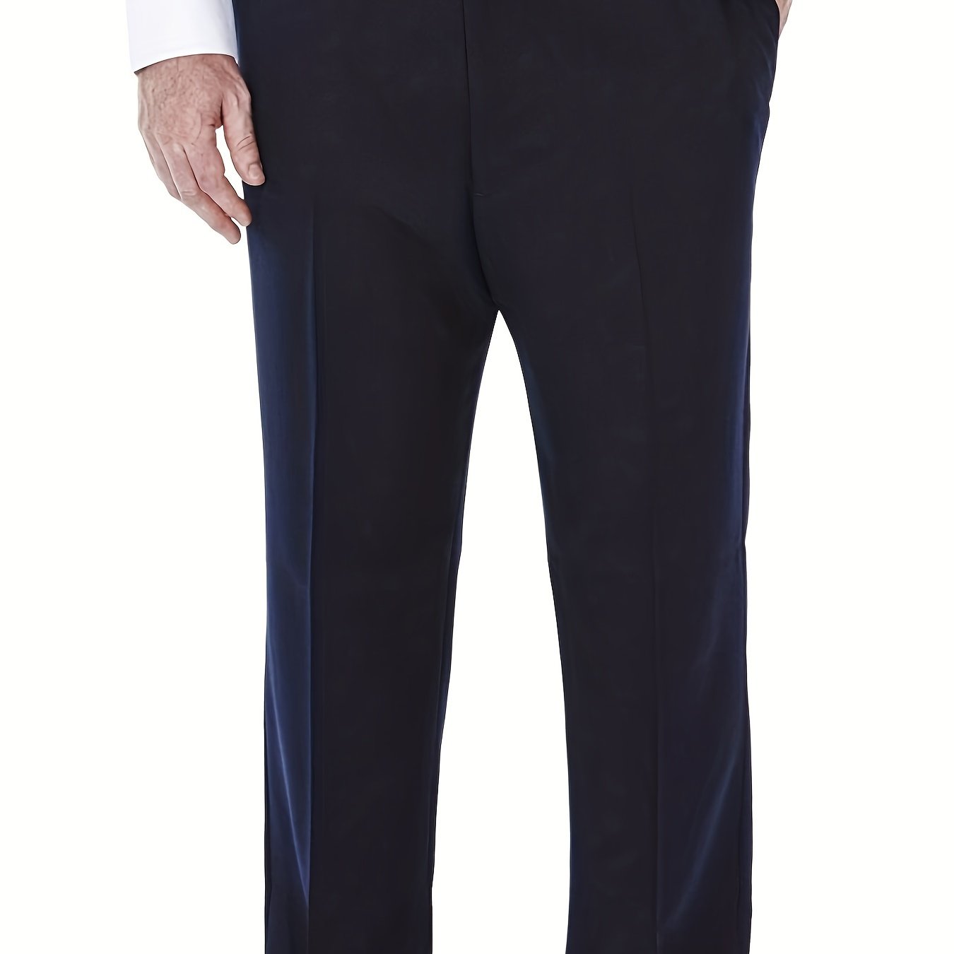 Plus Size Men's Solid Polyester Suit Pants for Formal Occasions