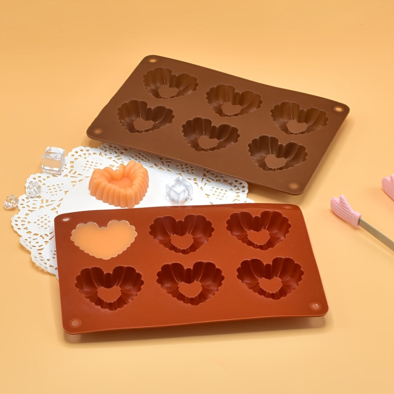 3D Silikon shokolad formasi, 6 bo'shliq bilan, pechenelar va tortlar uchun