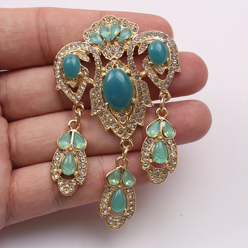 Retro Style Brooch Water Opal Elegant Pin for Women's Attire