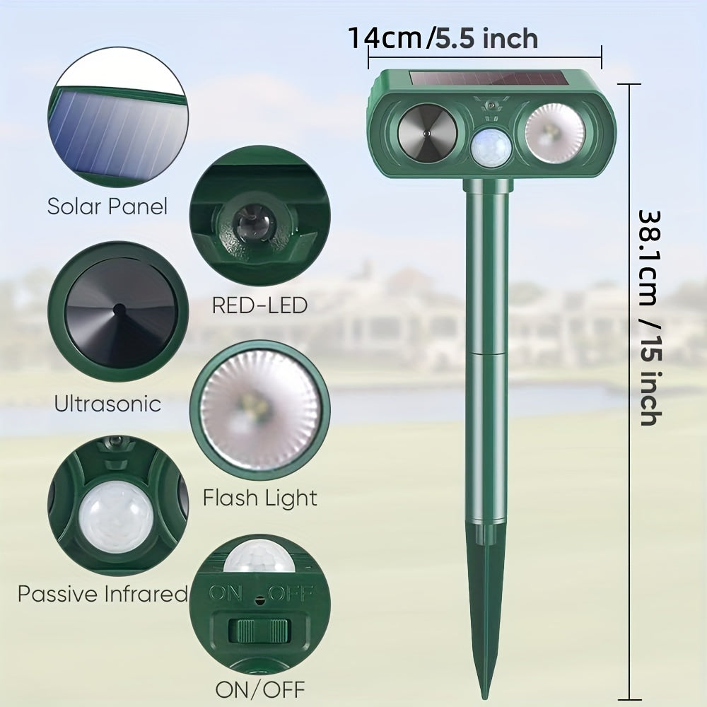 Tecnología de ondas sonoras repelentes de animales con luz LED intermitente para ciervos y mapaches