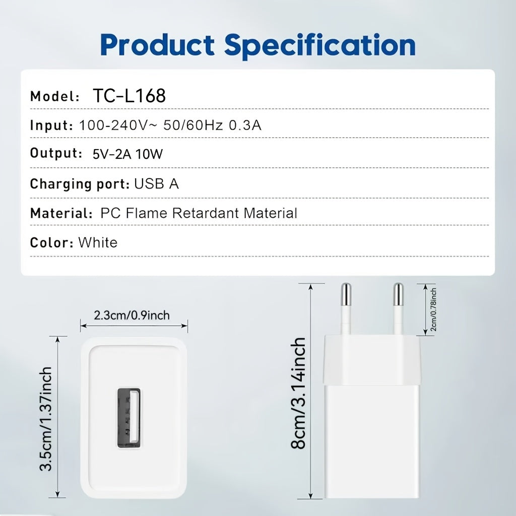 10W USB Wall Charger EU Plug for iPhone and Mobile Devices
