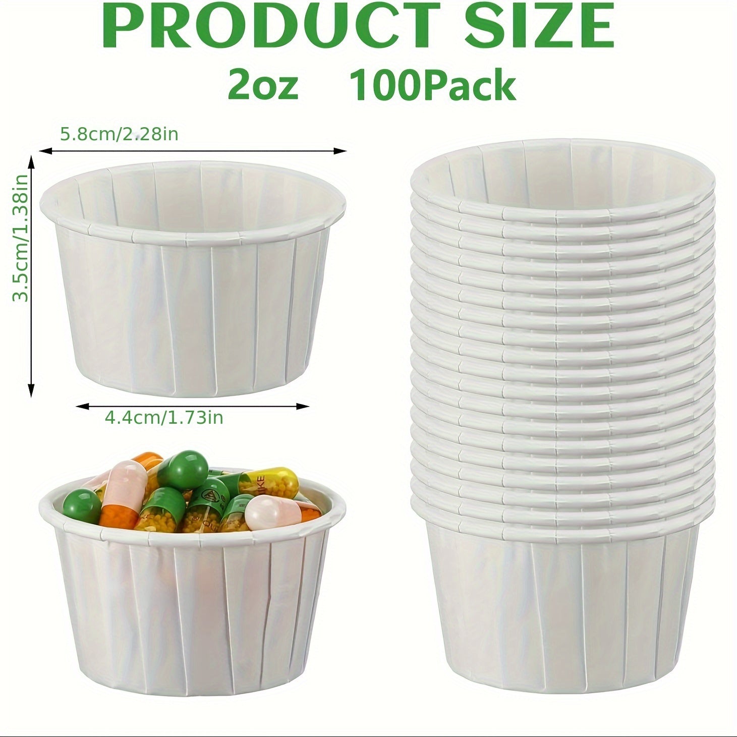 Paquete de 100 tazas de papel blancas Souffle, tazas pequeñas desechables para porciones de condimentos y postres