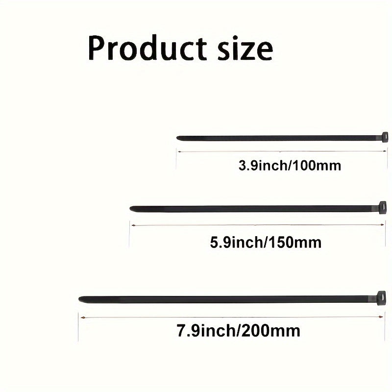 300pcs Black Nylon Tie Adjustable Self-Locking Binding Tape Zipper Tie