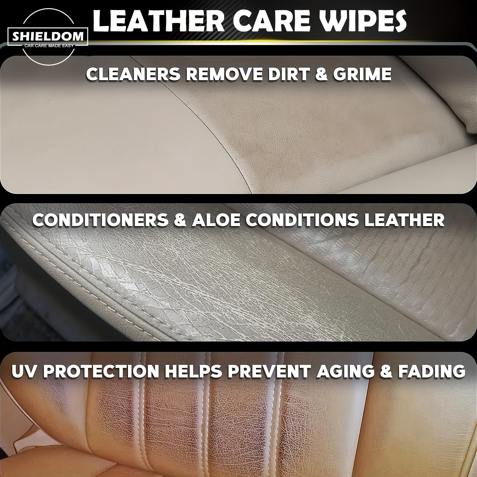 Toallitas de cuidado del cuero para asientos de coche y muebles, protector de cuero, 40 toallitas