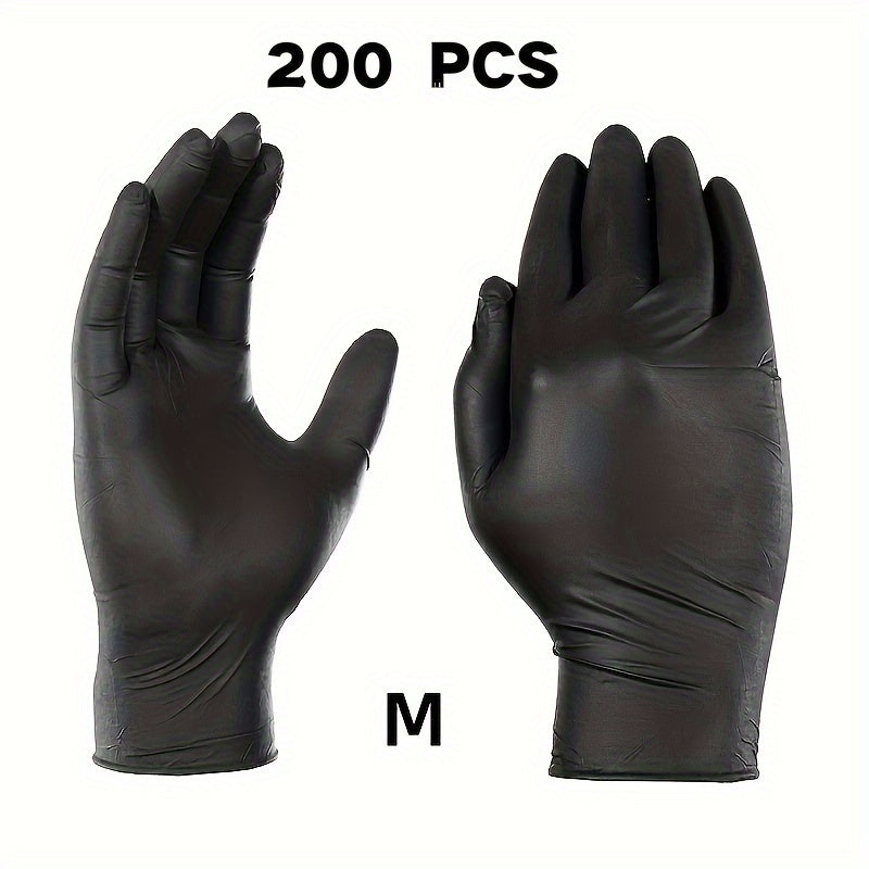 200 Black Disposable Nitrile Gloves Powder Latex Free Waterproof for Cleaning Tattoo Haircut