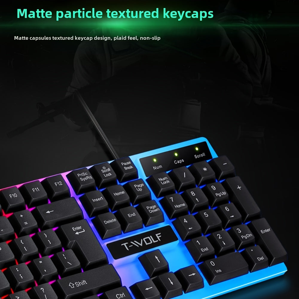 Illuminated Wired Gaming and Office Keyboard and Mouse Set